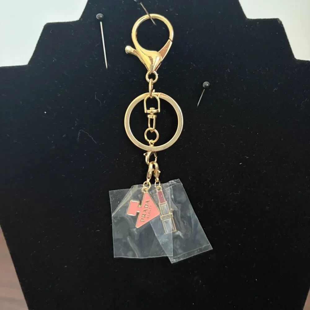 Novelty Beauty Charms Lipstick Bag Charm Keychain Ring New